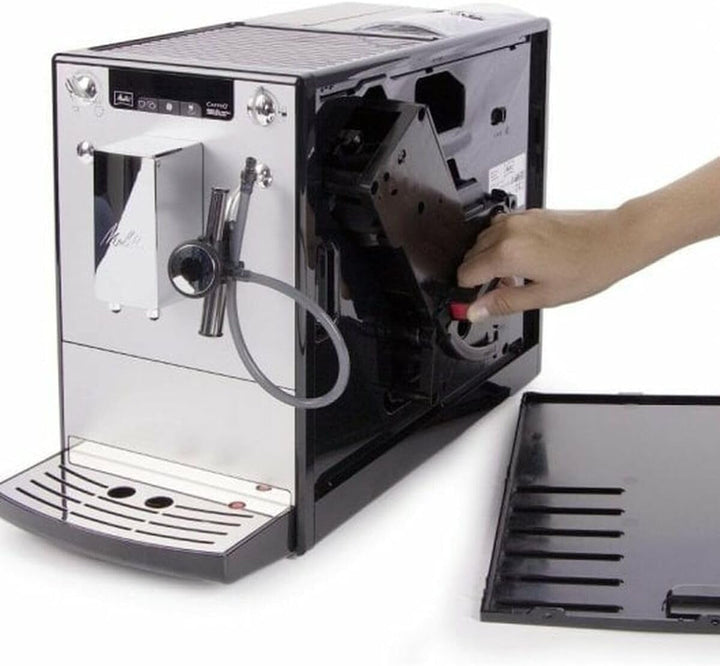 Melitta Solo & Perfect Milk - Mașină de cafea complet automată cu sistem de lapte, mașină de cappuccino pentru, de exemplu, cafea sau cappuccino, argintiu