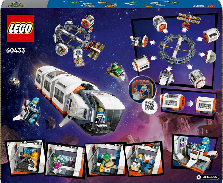 Stație spațială modulară LEGO City Space, model de navă spațială cu vehicule spațiale, cadou pentru copii, băieți și fete de la 7 ani, stație de cercetare modulară cu 6 figurine de astronauți 60433