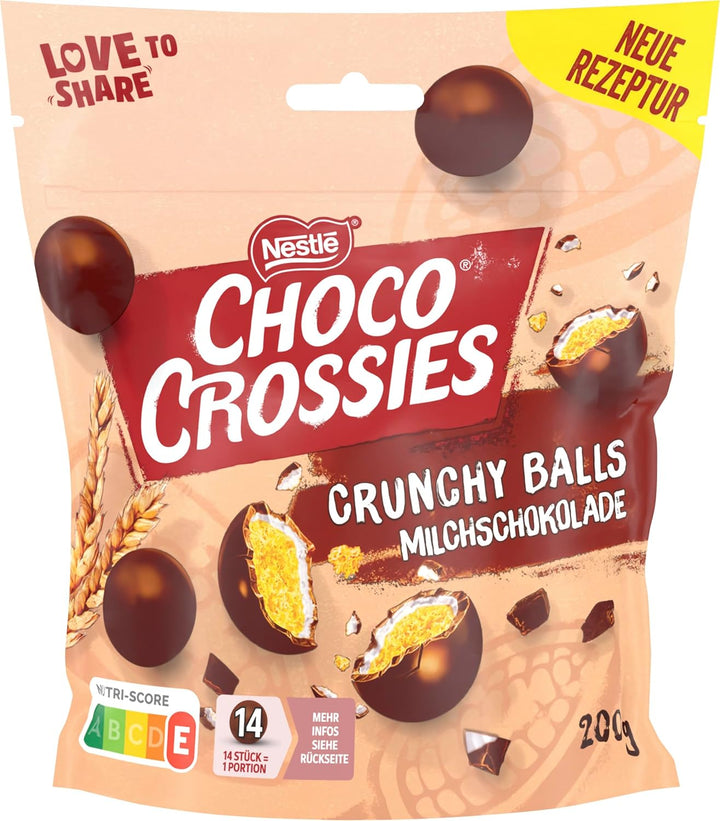 Nestlé  Crunchy Balls Vollmilch, Knusper-Kugeln Aus Krossen Weizencerealien, Umhüllt Mit Zartschmelzender Vollmilchschokolade, 1Er Pack (1 X 200G)