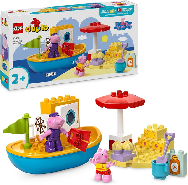 LEGO DUPLO Peppa's Boat Trip: Set de joacă cu barcă de jucărie pentru a construi și reconstrui cu 2 figuri, jucărie creativă, idee de cadou pentru copii de la 2 ani, băieți și fete 10432