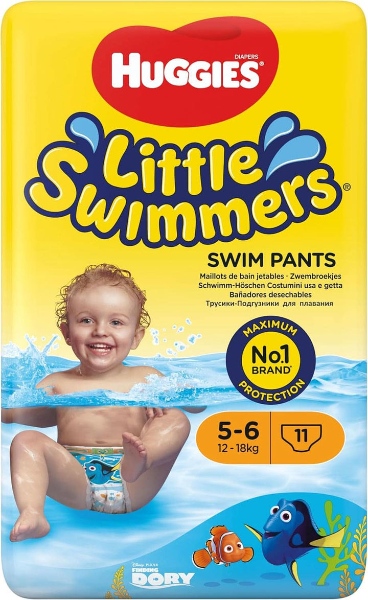 Huggies Little Swimmers Scutece de baie de unică folosință pentru bebeluși și copii, mărimea 5-6 (12-18 kg), 11 scutece de baie, unisex