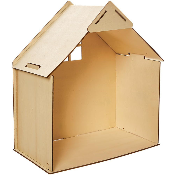 Baker Ross FN199 kit casă de păpuși din lemn - 1-pack, kit casă de păpuși pentru copii, kit de artizanat