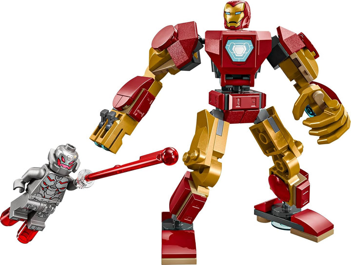 LEGO Marvel Iron Man Mech Vs. Ultron - Jucărie de supererou cu 2 minifigurine - Figură de acțiune cu brațe, picioare și degete mobile - Cadou pentru băieți și fete cu vârsta peste 6 ani 76307
