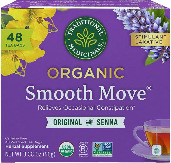 Tea, Organic Smooth Move, Relieves Occasional Constipation, Senna - 48 Tea Bags Tea USA Naty Shop Smooth Move Original 48 Count