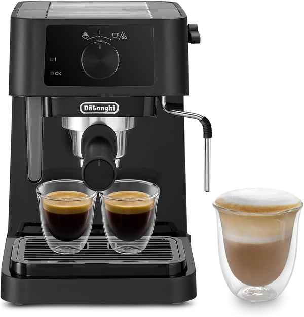 De'Longhi Stilosa EC 230.BK - Mașină espresso tradițională cu portafilter, mașină espresso cu spumă de lapte manuală, pentru pulbere espresso, rezervor de apă de 1 litru, negru, 1100 W