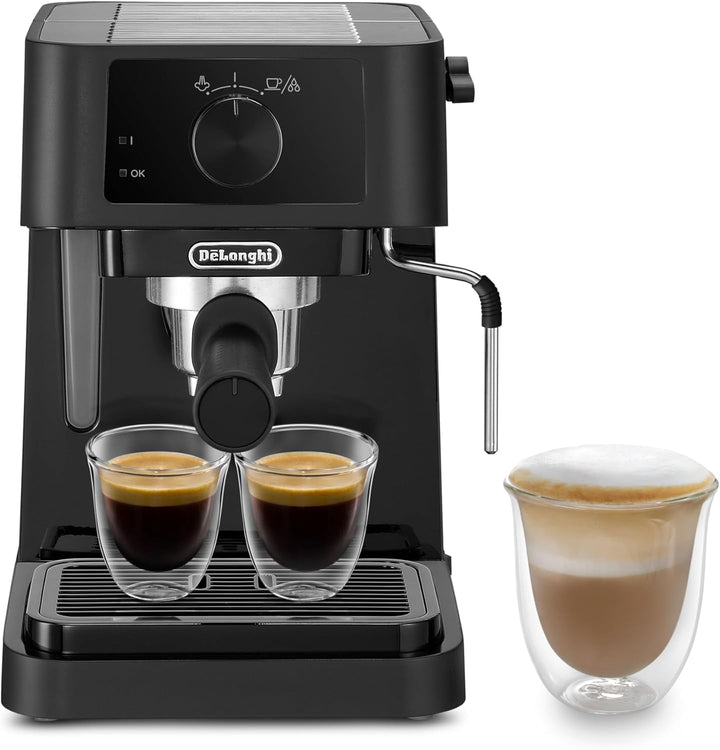 De'Longhi Stilosa EC 230.BK - Mașină espresso tradițională cu portafilter, mașină espresso cu spumă de lapte manuală, pentru pulbere espresso, rezervor de apă de 1 litru, negru, 1100 W