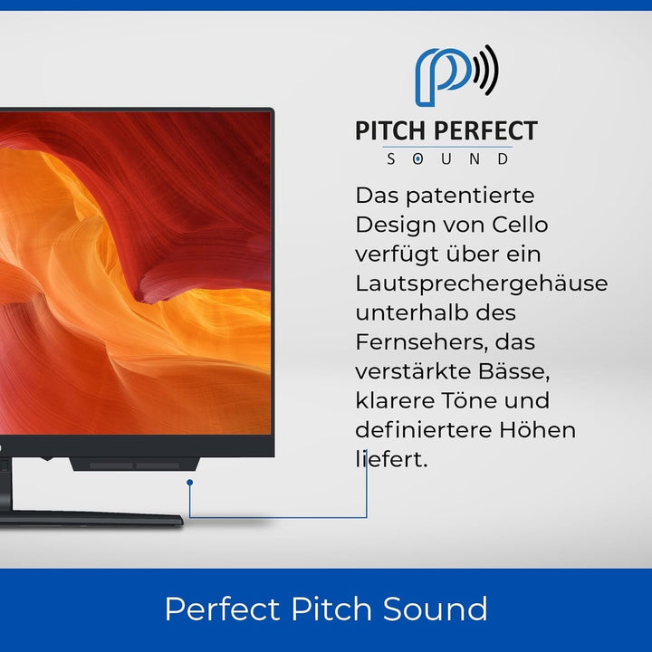 Cello C2425WSF Trav 24" Full HD SMART/DVD Camping Reise TV Integrierter DVD Player Rahmenlos Triple Tuner Bluetooth Webos by LG Pitch Perfect Lautsprecher Wohnmobil LKW [2025]