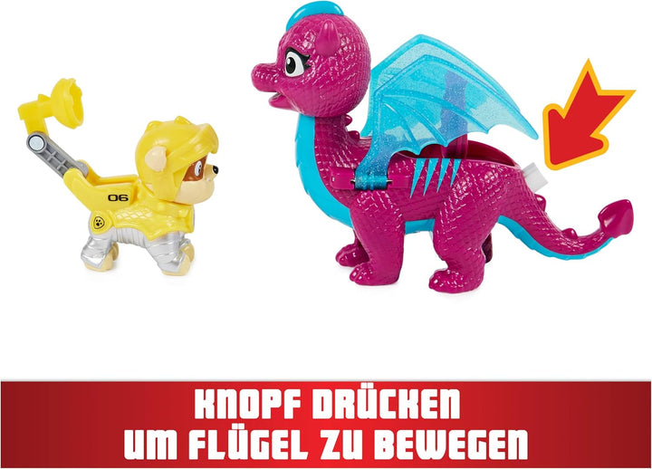 Paw Patrol, Rescue Knights Rubble și Dragon Blizzie set de figurine de acțiune, jucărie potrivită pentru copii cu vârsta de 3 ani și peste