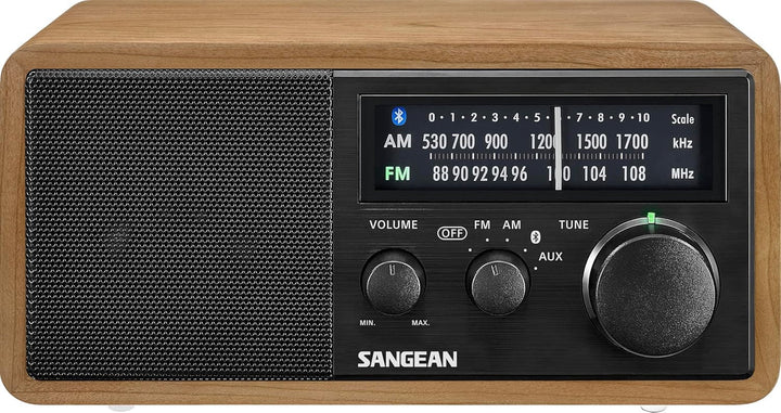 Radio de birou retro Sangean WR-11 cu tuner Ukw/Mw - mufă pentru căști - carcasă din lemn maro