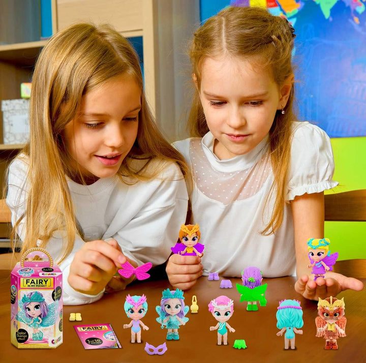 CRAZE Fairy in My Pocket | Păpușă zână cu aripi, jucărie zână de colecționat cu efecte speciale precum sclipici, strălucire în întuneric și schimbare de culoare