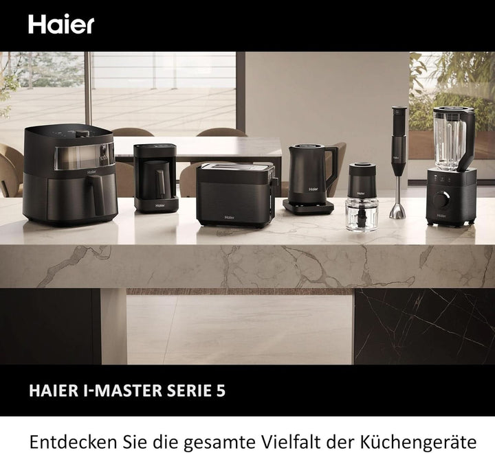 Haier Mixer Mit Ice-Crush-Funktion & Smoothie Maker, 1200W I Standmixer Mit 1,7L Glasbehälter & 0,6L To-Go-Flasche I Selbstreinigungsfunktion, Spülmaschinenfest & 5 Geschwindigkeiten [Serie 5-HBL5B2]