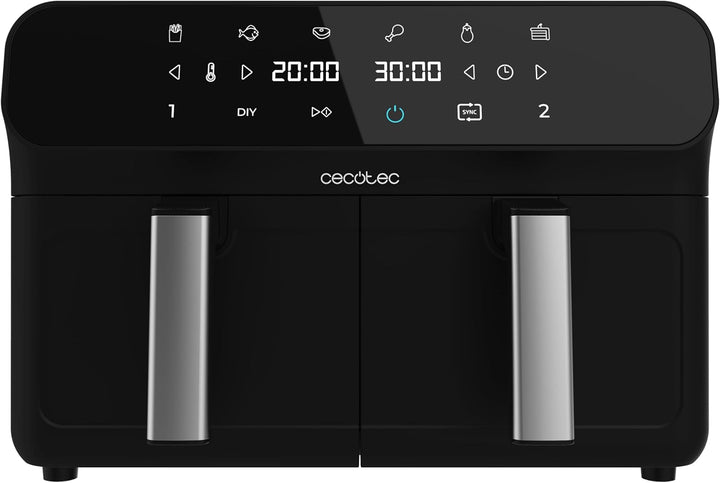 Cecotec Heißluftfritteuse 9 L Cecofry Advance Double. 2850 W, Kompakte, Digitale Und Ölfreie Diätfritteuse, Zwei Körben Mit Doppelter Temperatur Und Perfectcook-Technologie