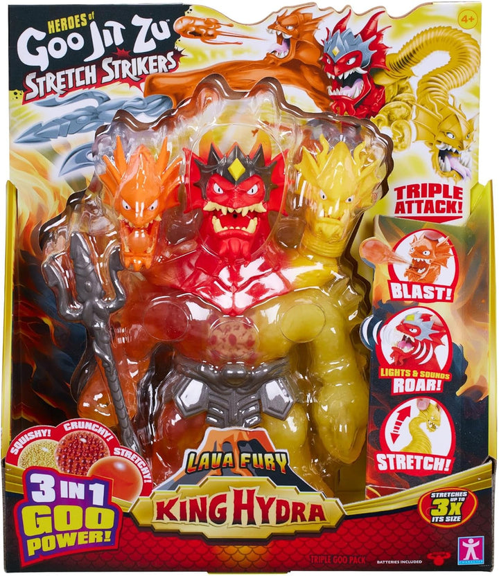 Heroes of Goo Jit Zu BANDAI CO42948 Figura de acțiune, cel mai puternic erou, regele Hydra are cu forțele sale de lavă furie în 25 cm, multicolor