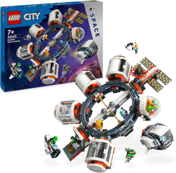 Stație spațială modulară LEGO City Space, model de navă spațială cu vehicule spațiale, cadou pentru copii, băieți și fete de la 7 ani, stație de cercetare modulară cu 6 figurine de astronauți 60433