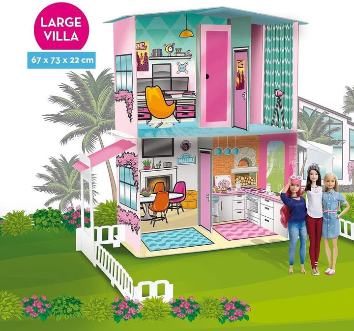Lisciani - BARBIE Dollhouse - Barbie Dream Villa On Two Floors - 3D House To Build, Decorate And Design - Creative Craft And Construction Toy For Children 4 Years And Up