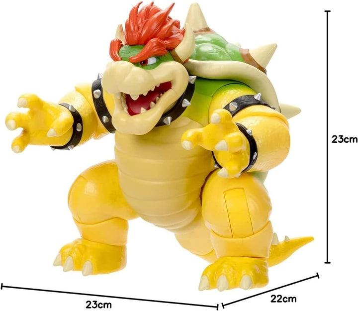 FIGURINA DE ACȚIUNE SUPER MARIO BROS. MOVIE figurină de acțiune Bowser de 18 cm înălțime, cu 15 puncte de articulare în care se poate adăuga apă pentru efecte de suflare a focului! Pentru copii și colecționari