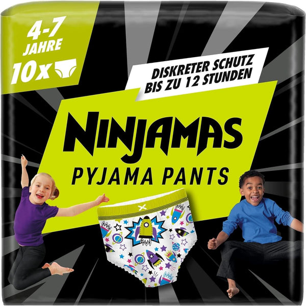 Pantaloni de pijama Ninjamas Spaceship, 10 pantaloni de noapte absorbanți, 7 ani, 17Kg-30Kg