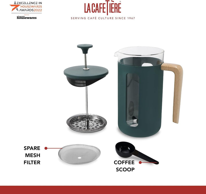La Cafetière Pisa Cafetieră, oțel inoxidabil, 8 căni, verde, în cutie cadou, crem