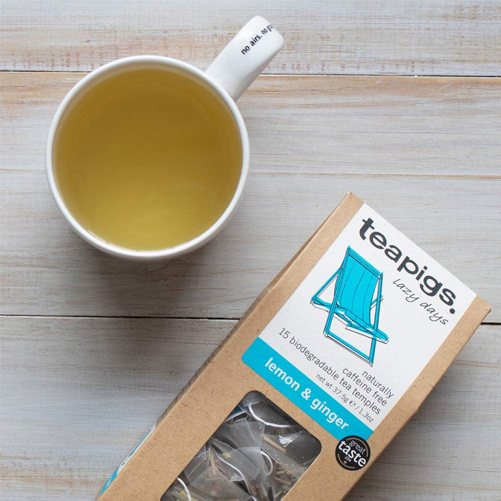 Lemon & Ginger Herbal Tea Bags Made with Whole Leaves (1 Pack of 15 Tea Bags) (520) Tea USA Naty Shop
