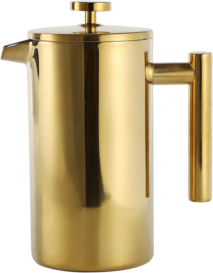 ECHTWERK Presă franceză din oțel inoxidabil, presă de cafea termoizolată cu pereți dubli, filtru de cafea cu filtru de presă pentru acasă, camping și birou, Black Edition, 800 Ml