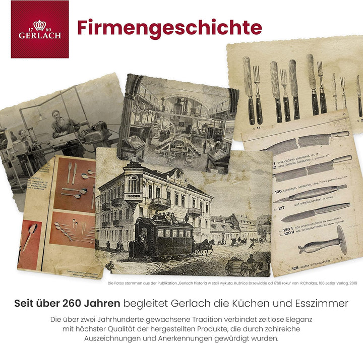 Gerlach Flames Besteck-Set 12 Personen Spülmaschinenfest Essbesteck Edelstahl Elegantes Tafelbesteck Messer Gabel Löffel Teelöffel Kuchengabel Soßenlöffel Kuchenspachtel Glänzend Rostfrei 68 Stk