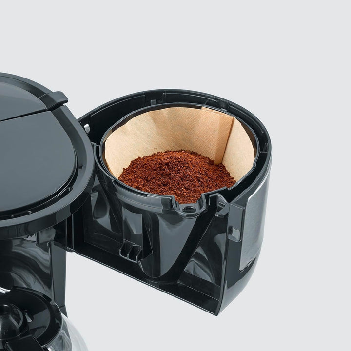 SEVERIN filtru de cafea compact, cafea aromată cu filtru de cafea pentru până la 4 cești, filtru de cafea cu filtru pivotant permanent, oțel inoxidabil / negru, KA 4808