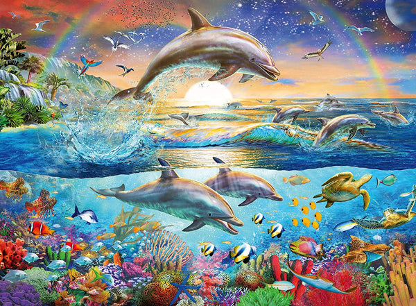 Ravensburger puzzle pentru copii - 12895 Paradisul delfinilor - Puzzle pentru copii de peste 9 ani, cu 300 de piese în format XXL