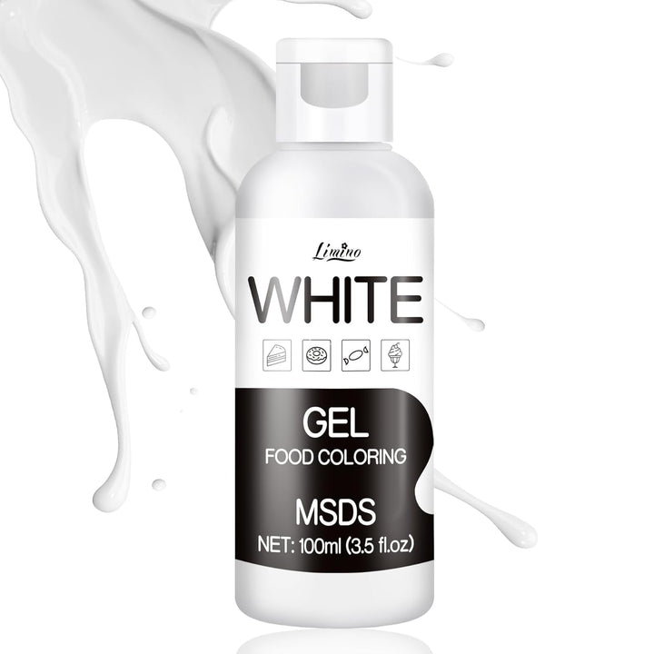 Lebensmittelfarbe Gel - 100Ml Gel Lebensmittel Farben Für Kuchen, Backen, Kekse, Macaron - Zuckerfrei Konzentrierte Farbe Food Coloring Für Tortendeko, Getränken, Osterei, DIY Slime (Weiß)