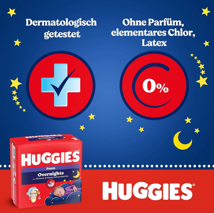 Huggies Overnight Pants Größe 5 (12-17 Kg), Windeln-Monatsbox, 96 Stück (4X24), Windelhöschen Für Die Nacht