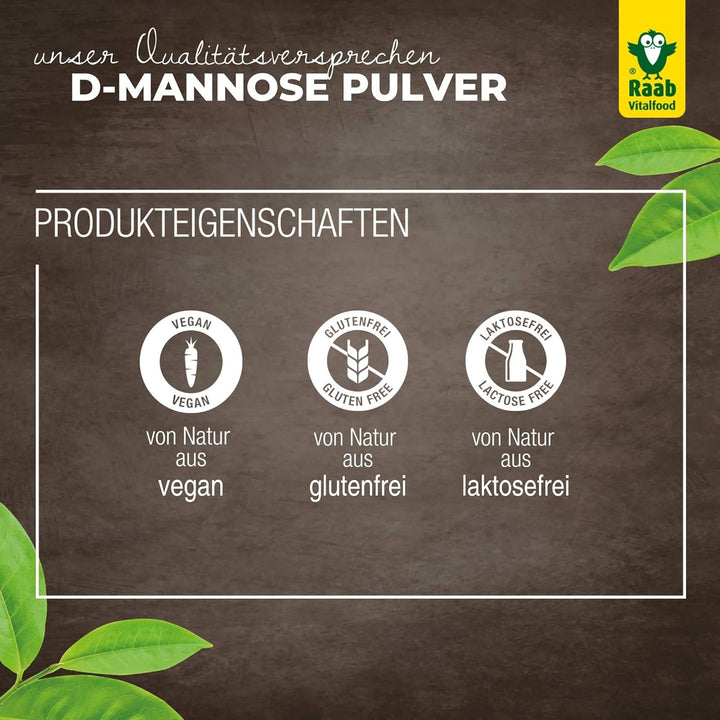 Raab Vitalfood® D-Mannose Pulver (220 G) - Frei Von Zusätzen, Vegan, Glutenfrei, Gut Löslich, Mit Meßlöffel in Der Dose, Vorratspackung, 100% D-Mannose (Gewonnen Aus Mais)