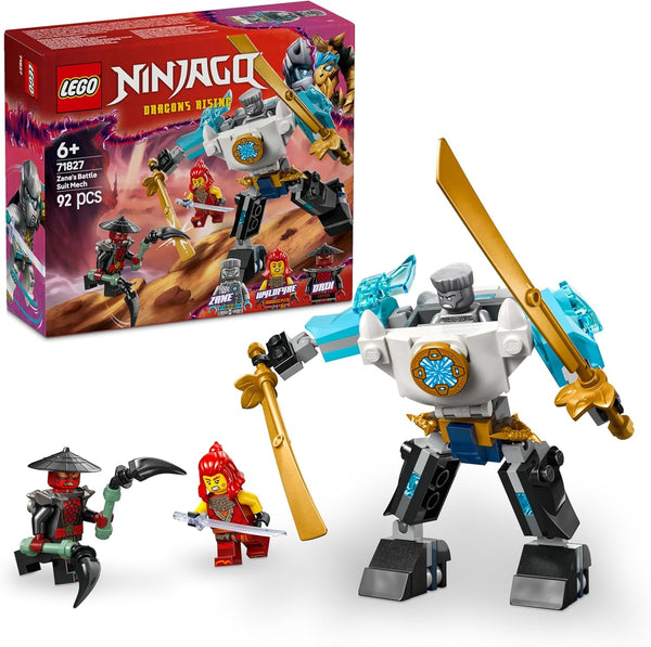 LEGO NINJAGO Zane's Action Mech - Jucărie ninja cu 3 minifigurine pentru jocuri de rol - Set mic de construit și jucat pentru copii - Idee de cadou pentru băieți și fete de la 6 ani 71827