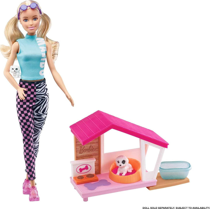 Barbie GRG78 - Mini Playset cu 2 câini, căsuță pentru câini și accesorii, cadou pentru copii de la 3 la 7 ani