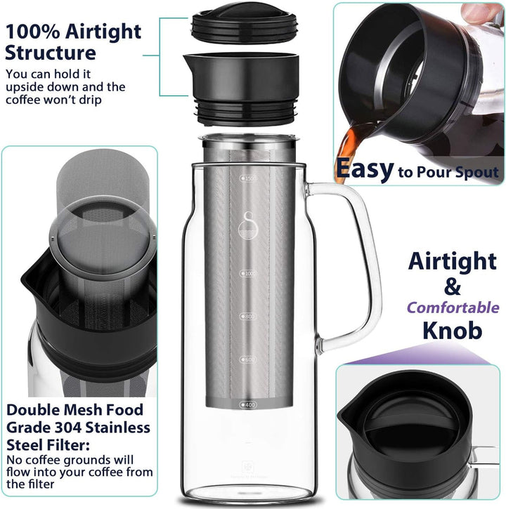 SAMBANGAN Cold Brew Coffee Maker, filtru de cafea Cold Brew Coffee Maker
