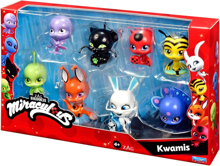 Bandai - Miraculous - Pachet de 8 Kwamis - Colecția de mini figurine Miraculous - Joc Miraculous Box Set de 8 Kwamis - Little Sweet Miraculous Ladybug Figures - Jucării de la 4 ani - P50532