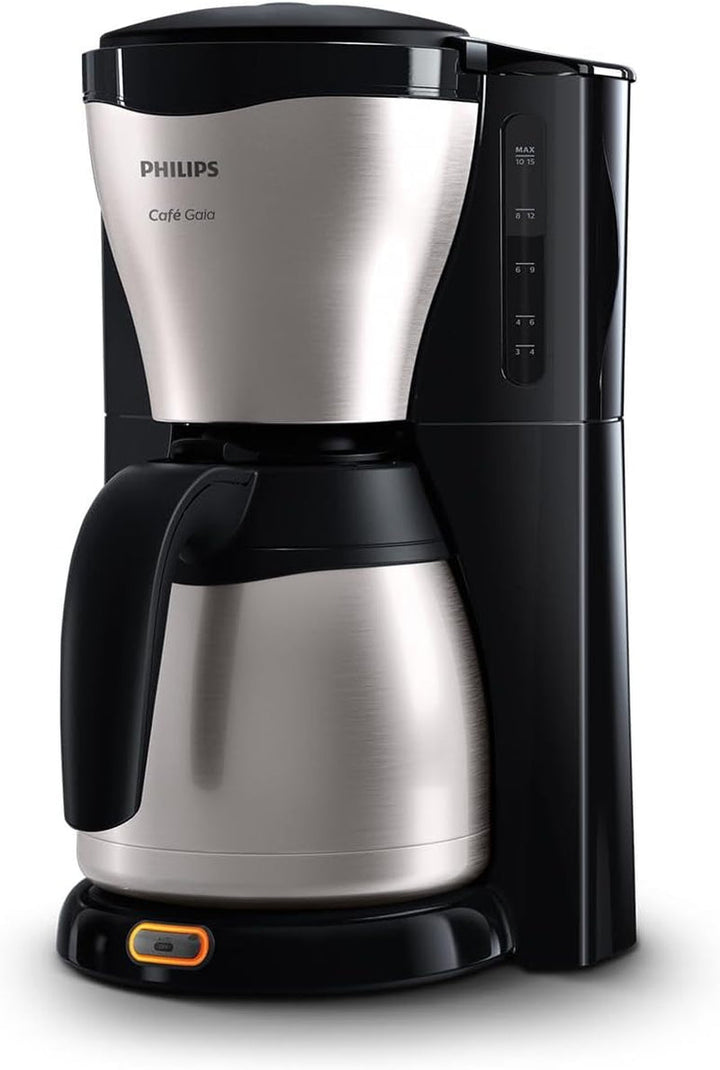 Filtru de cafea Philips - Termos de 1,2 litri, Până la 15 cești, Oțel inoxidabil, (HD7546/20), 1000Watts, 25,5 X 22,1 X 37,01 Cm, Argintiu/Negru