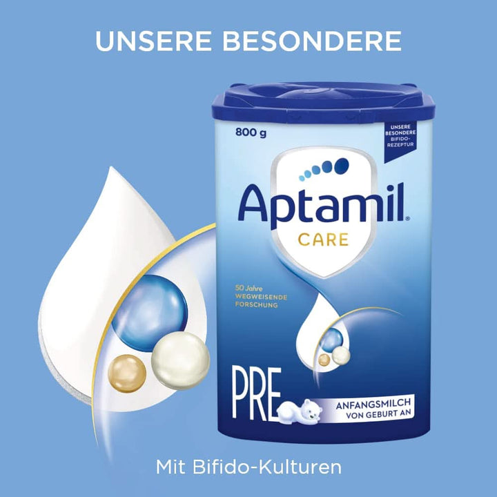 Aptamil Care PRE – Anfangsmilch Von Geburt An, Mit DHA, Nur Laktose, Ohne Palmöl, Babynahrung, Milchpulver, 1X 800 G