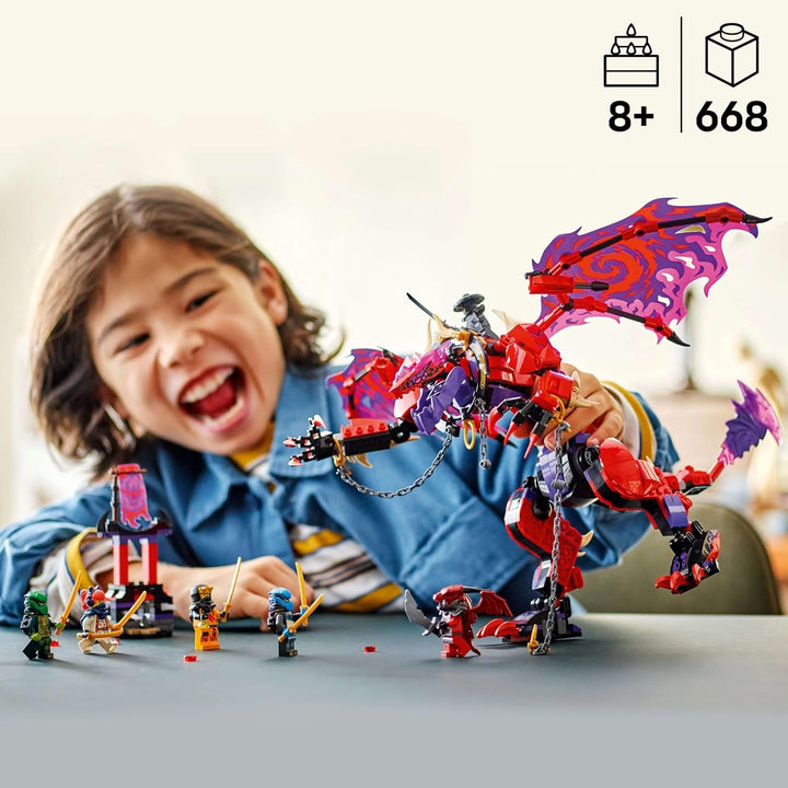 LEGO NINJAGO Chaos Dragon Thundertooth - Jucărie cu 6 minifigurine Ninja - Set de construcție pentru jocuri de rol pentru băieți și fete cu vârsta peste 8 ani - Cadouri pentru fanii serialului TV Rise of the Dragons 71832