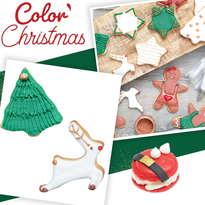 Scrapcooking - 3Er-Set Lebensmittelfarben Pulver Weihnachten - Rot Grün Gold - Essbare Lebensmittel-Farben Für Backen, Torten, Kekse, Kuchen, Teigen, Fondant - Weihnachtdeko - 4018