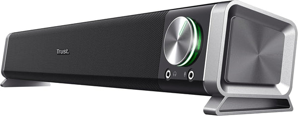Trust Asto Soundbar 12 W Spitzenleistung (6 W RMS), PC Lautsprecher, USB Betrieb, 3,5 Mm AUX Anschluss, Stereo Soundsystem, Computer Boxen Für PC, Laptop, Monitor, TV, Musik, Audio - Schwarz
