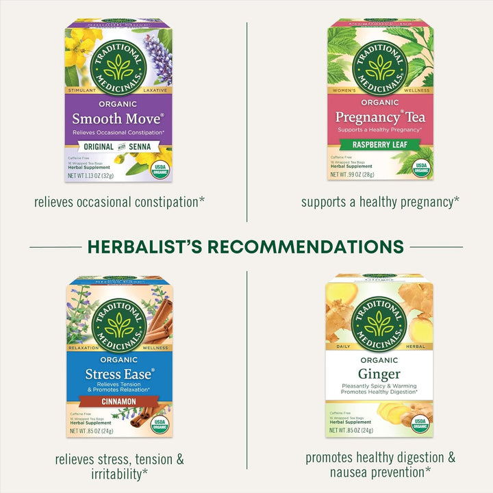 Organic Raspberry Leaf Herbal Tea, Eases Menstrual Cramps & Supports Healthy Pregnancy, (Pack of 1) - 16 Tea Bags Tea USA Naty Shop