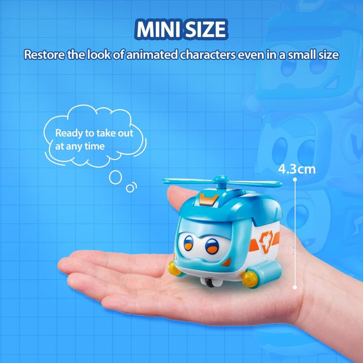 Super Wings Super Pets 4 PCS Shine, Golden Boy, Jerome, Ellie, cu expresie facială comutabilă, cu efect de fulger, portabil, jucărie pentru 3 4 5 6 7 8 ani băiat fată, 2 inci