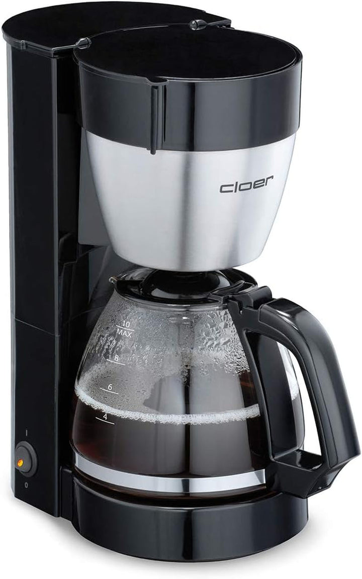 Cloer 5009 Cafetieră cu filtru cu funcție de menținere la cald, pentru până la 8 cești, 800 W, cu ulcior de vid din oțel inoxidabil, ulcior cu filtru 1X4, negru