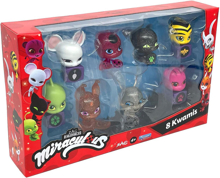 Bandai - Miraculous - Pachet de 8 Kwamis - Colecția de mini figurine Miraculous - Joc Miraculous Box Set de 8 Kwamis - Little Sweet Miraculous Ladybug Figures - Jucării de la 4 ani - P50532