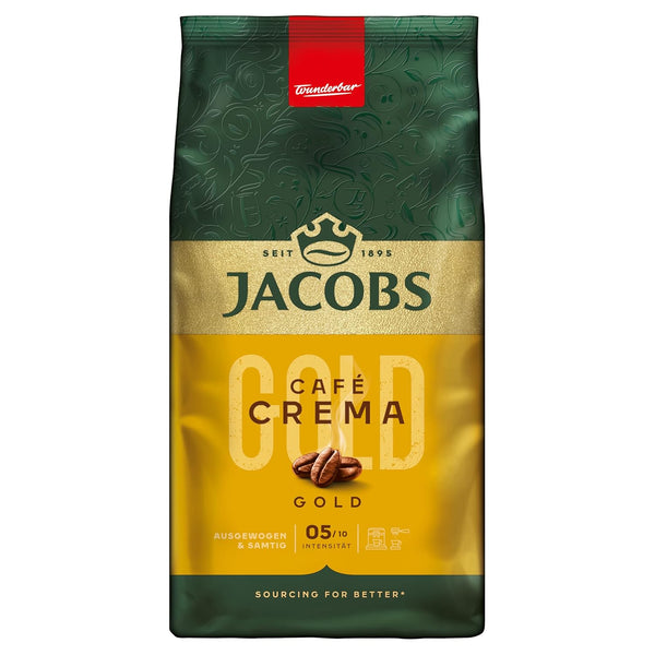 Jacobs Café Crema Gold Kaffeebohnen 1Kg – Vollmundig, Aromatisch, Fruchtige Note, Arabica & Robusta Bohnen, Intensität 5/10, Ideal Für Café Crema