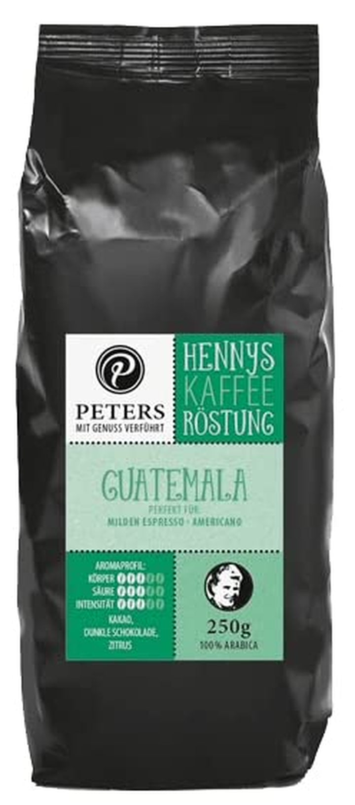 Peters Mit Genuss Verführt | Henny'S Röstung Crema Mild | Sprechender Kaffee AR | Augmented Reality App | Ganze Bohnen | Kaffeebohnen | Ideal Für Vollautomaten | Arabica | Mit Koffein | 250G