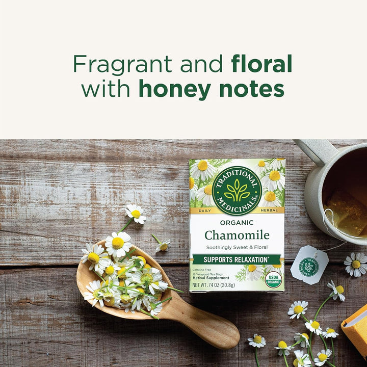 Tea, Organic Chamomile, Calming, Calms Your Nerves, Supports Healthy Digestion, 96 Tea Bags (6 Pack) Tea USA Naty Shop