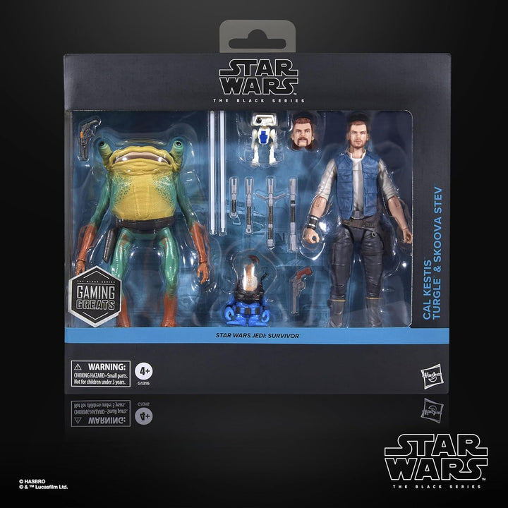 Star Wars seria neagră Cal Kestis, Turgle & Skoova Stev, Star Wars Jedi: Survivor Figuri de acțiune de colecționat (Scară 15 Cm)
