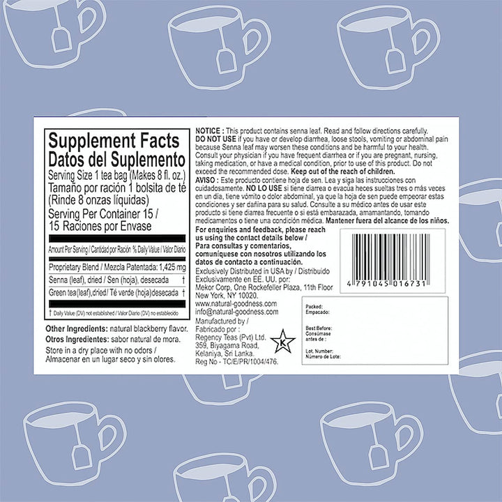 Loveeta Wellness Weight Loss Tea Blackberry - 15 Tea Bags (Gmo Free, Gluten Free, Dairy Free, Sugar Free & 100% Natural) Tea USA Naty Shop