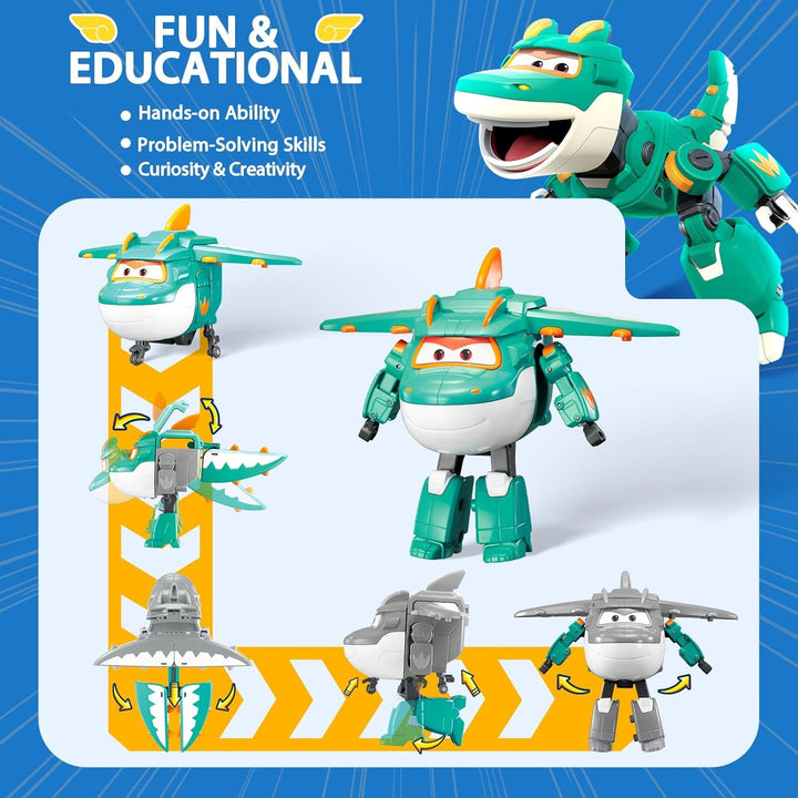 Super Wings EU770447 - Transforming Tino & Pet, figură de joacă transformabilă cu înălțimea de aprox. 14,5 cm și animal de companie cu înălțimea de aprox. 4,3 cm, pentru copii cu vârsta de peste 3 ani
