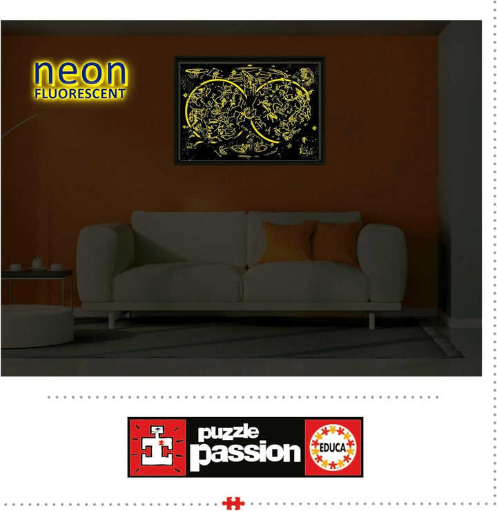 Educa - Puzzle 1000 piese pentru adulti | Imagini cu stele, puzzle 1000 piese pentru adulti si copii de la 14 ani, fluorescent, luminos in intuneric (19561)